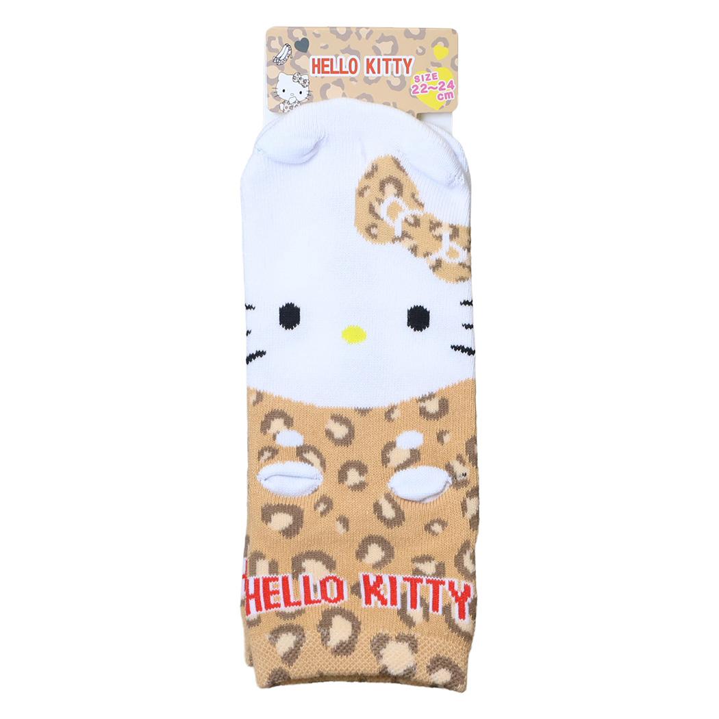 サンリオ 靴下 耳付きソックス 大人用 サイズ22～24cm ハローキティ レオパード Sanrio ジェイズプランニング
