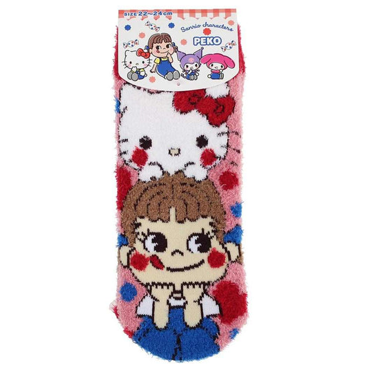 サンリオ 女性用防寒靴下 もこもこルームソックス 22～24cm ペコxハローキティ sanrio ジェイズプランニング
