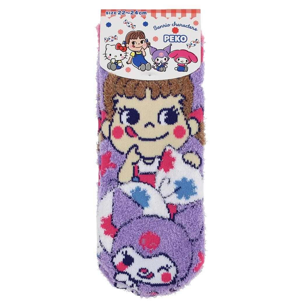 サンリオ 女性用防寒靴下 もこもこルームソックス 22～24cm ペコxクロミ sanrio ジェイズプランニング