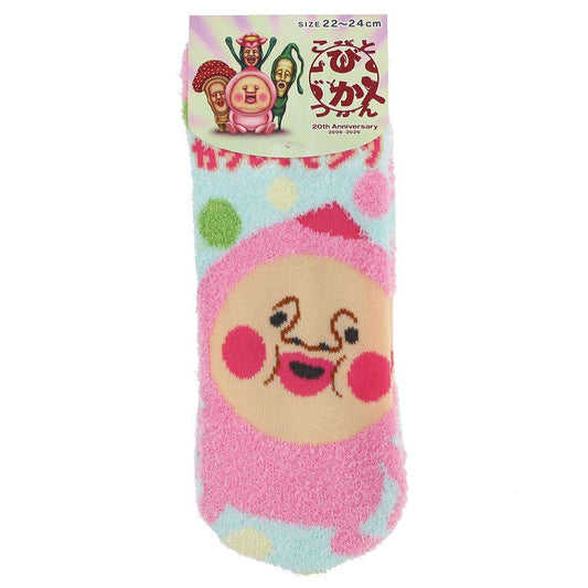 こびとづかん 女性用防寒靴下 もこもこルームソックス 22～24cm パステルブルー ジェイズプランニング