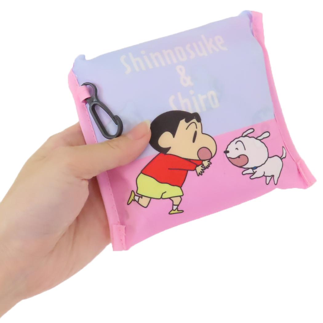 ポケット付きエコバッグ ショッピングバッグ クレヨンしんちゃん ピンク マルヨシ お買い物かばん アニメメール便可