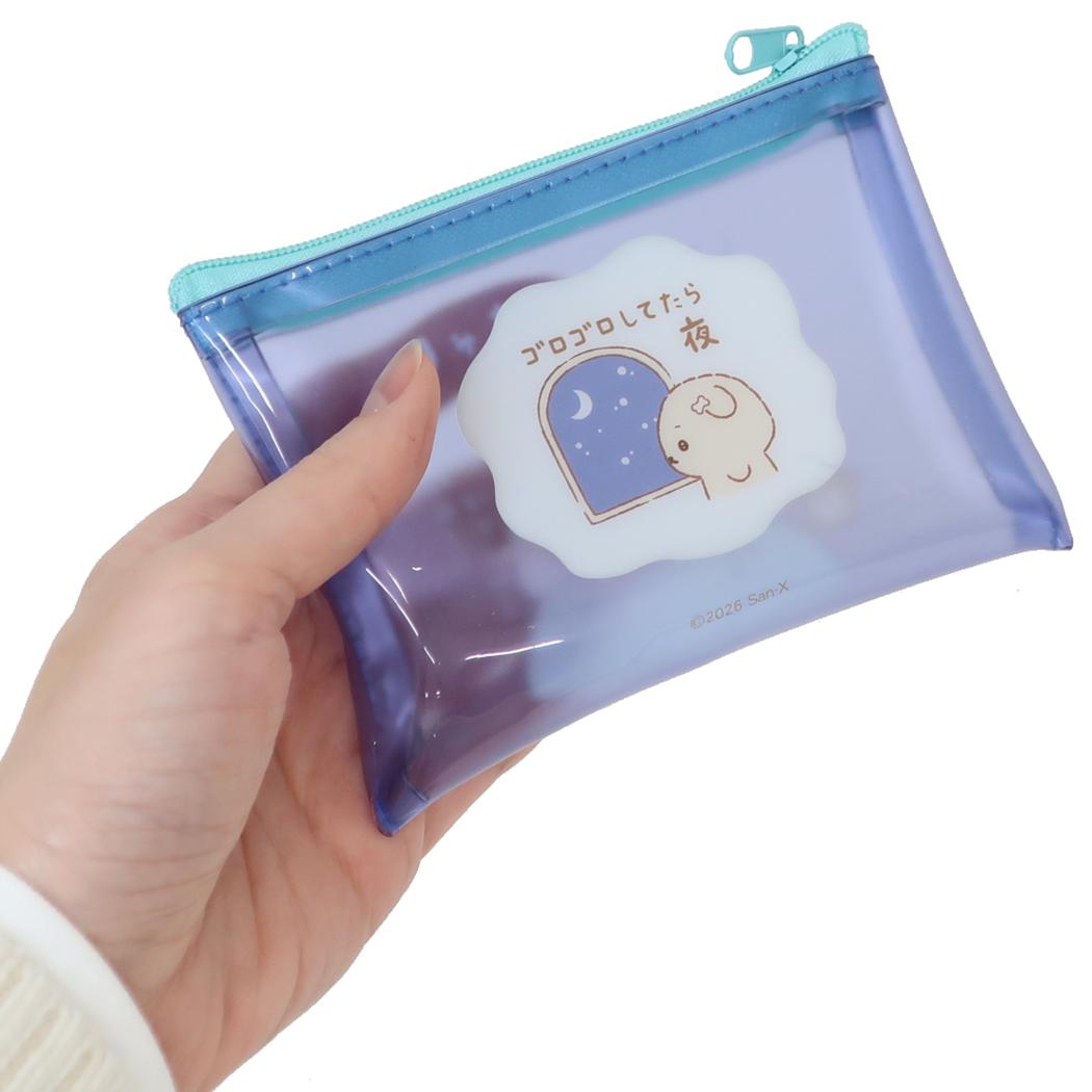 いしよわちゃん ミニポーチ クリアフラットポーチ S ネイビー サンエックス 小物入れ キャラクター グッズ メール便可 シネマコレクション