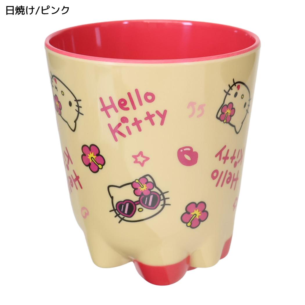 ハローキティ メラミンコップ ボトムフェイスカップ 日焼け/ピンク サンリオ