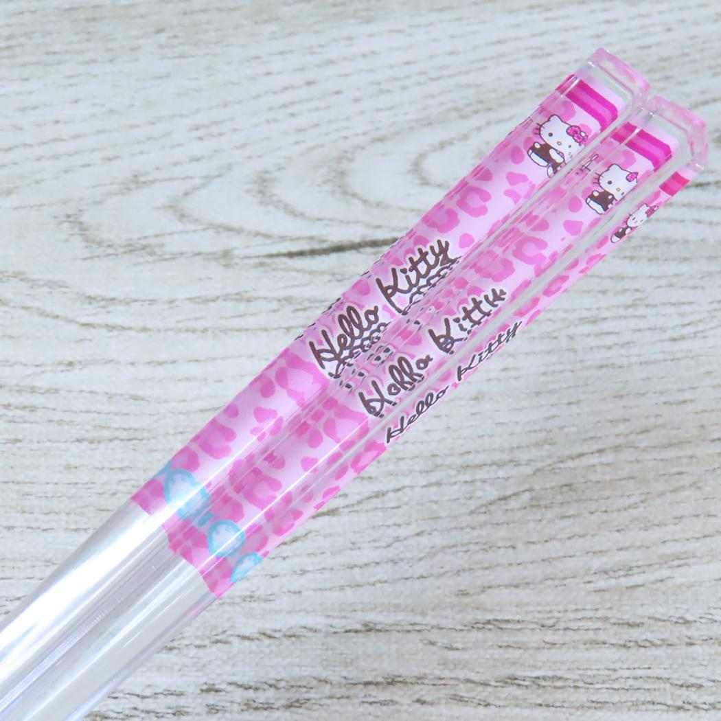 クリア箸 21cm おはし ハローキティ ヒョウ柄 ピンク サンリオ カトラリー 日本製 メール便可