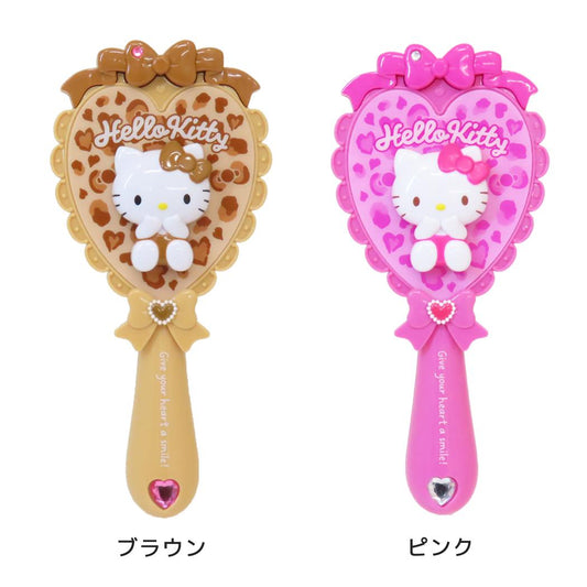 ヘアブラシ ブラシ ハローキティ ヒョウ柄 ブラウン ピンク サンリオ くし かわいい