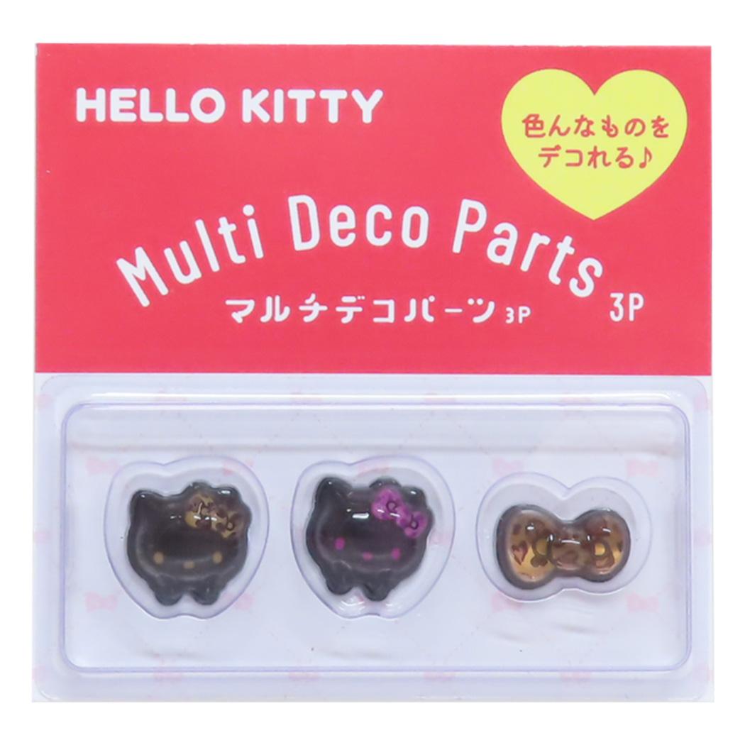 ハローキティ ネイルパーツ マルチデコパーツ3P ヒョウ柄ブラック サンリオ