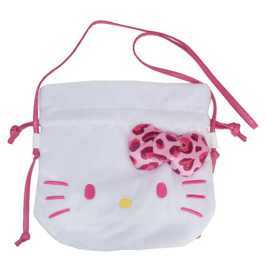 巾着ショルダー ショルダーバッグ ハローキティ ヒョウ柄シリーズ ピンク サンリオ ケイカンパニー 斜め掛けかばん ポシェット 肩掛け メール便可