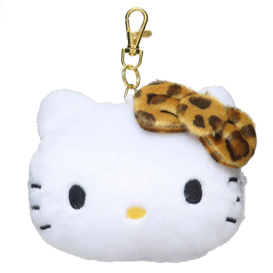 リール付きフェイスパスケース 定期入れ ハローキティ ヒョウ柄シリーズ ブラウン サンリオ ケイカンパニー ぬいぐるみパスケース ICカードケース