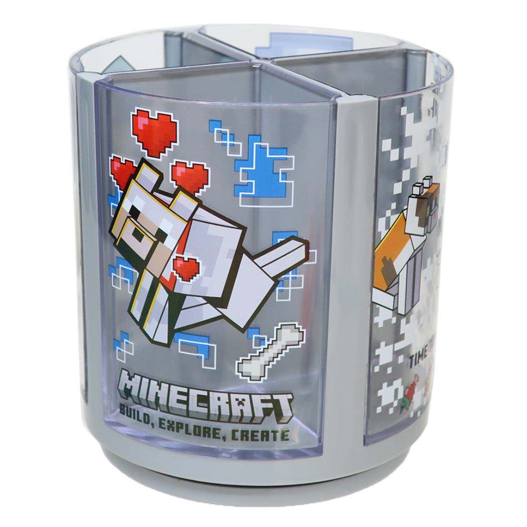 回るペンスタンド 回転ペン立て マインクラフト オオカミ＆ネコ Minecraft 卓上収納 ゲーム