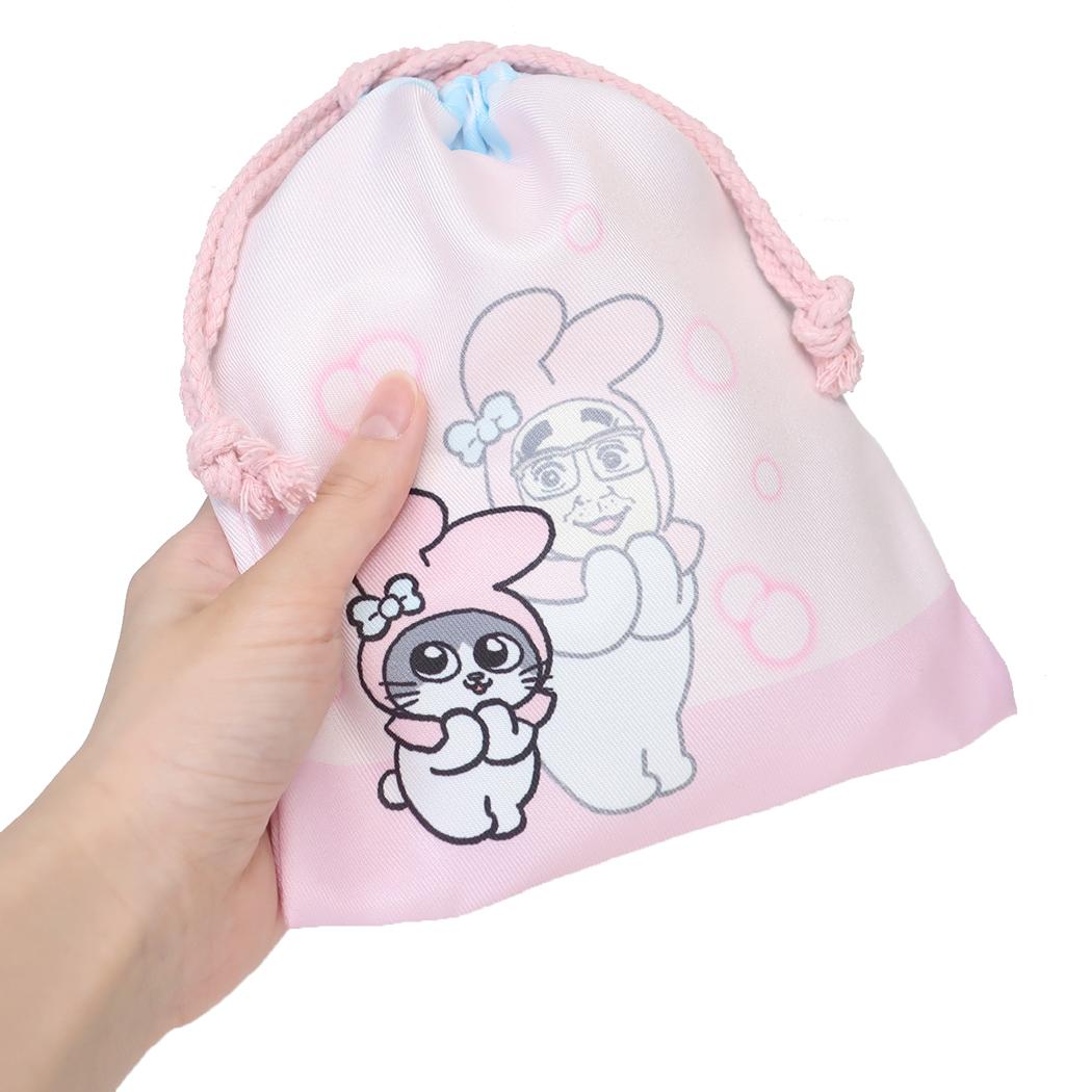きんちゃくポーチ 巾着袋 ねこに転生したおじさんxサンリオキャラクターズ プンちゃんxマイメロディ サンリオ ケイカンパニー 小物入れ かわいい メール便可