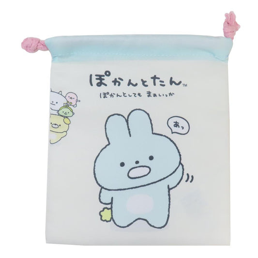 きんちゃくポーチ 巾着袋 ぽかんとたん クリーム＆ピンク ケイカンパニー 新学期準備雑貨 小物入れ メール便可