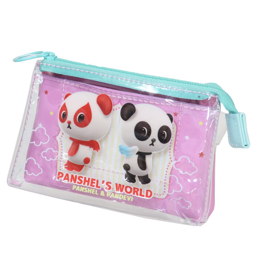 スリーポケットクリアポーチ コスメポーチ パンシェル ピンク ケイカンパニー 化粧ポーチ 小物入れ