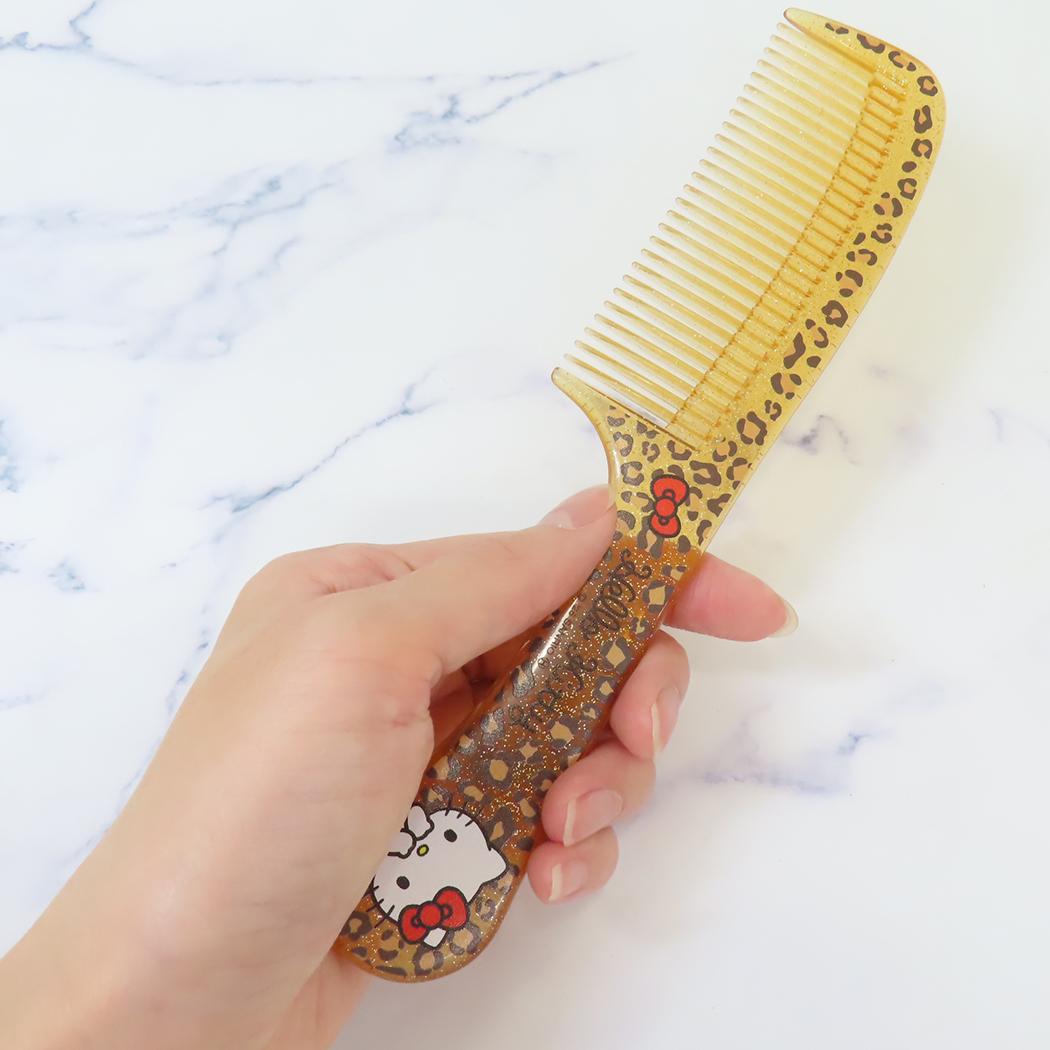 ラメ入りコーム くし ハローキティ ヒョウ柄 サンリオ ヘアブラシ メール便可