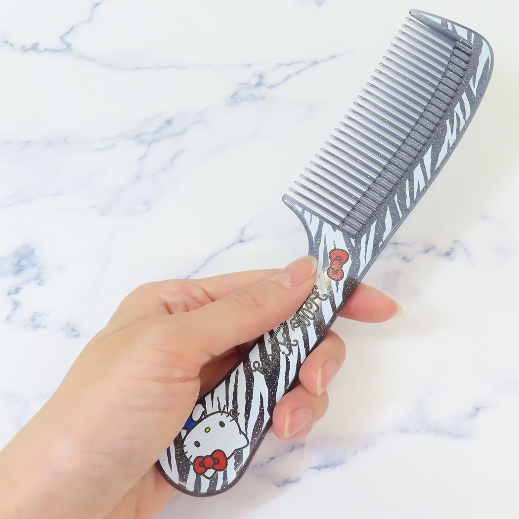 ラメ入りコーム くし ハローキティ ゼブラ柄 サンリオ ヘアブラシ メール便可