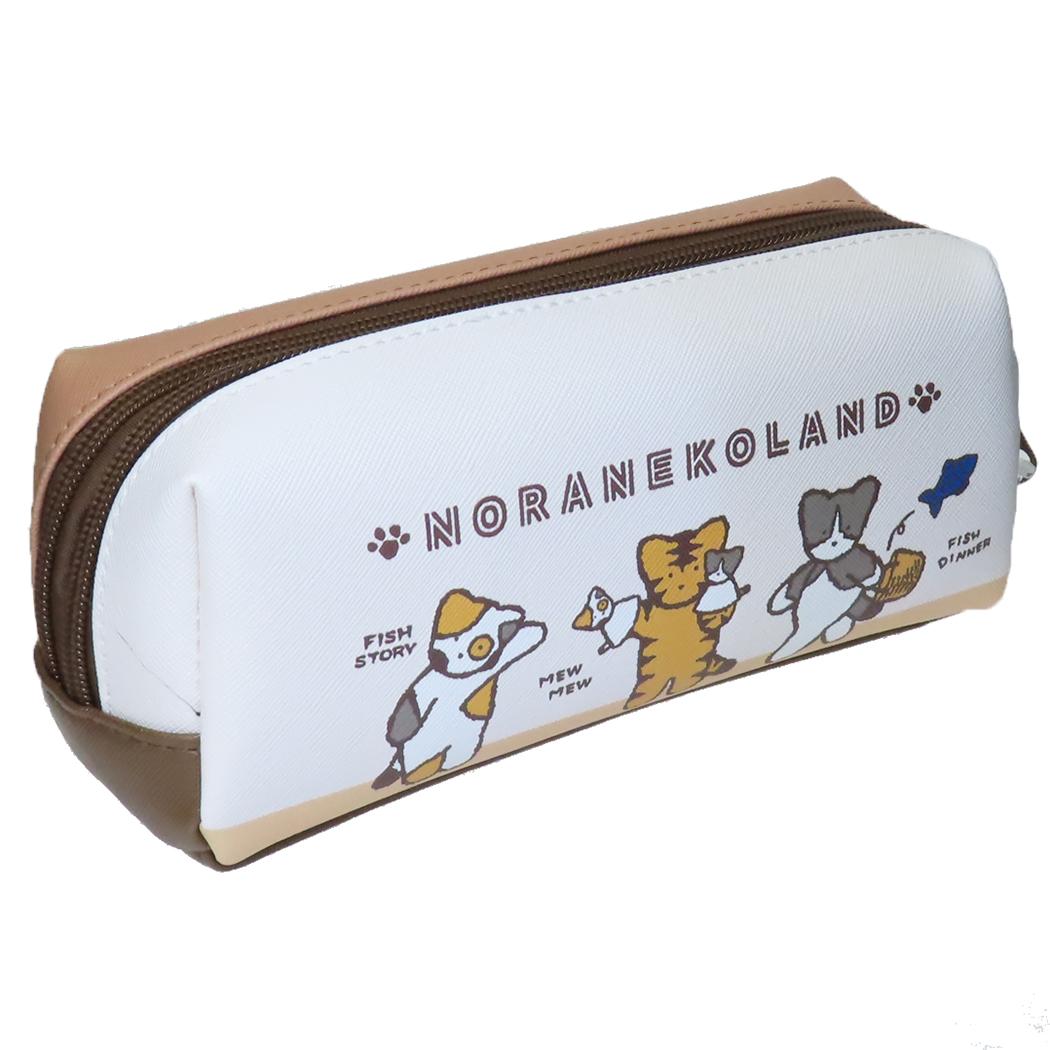 Wファスナー BOXポーチ ペンポーチ ノラネコランド サンリオ コスメポーチ 小物入れ