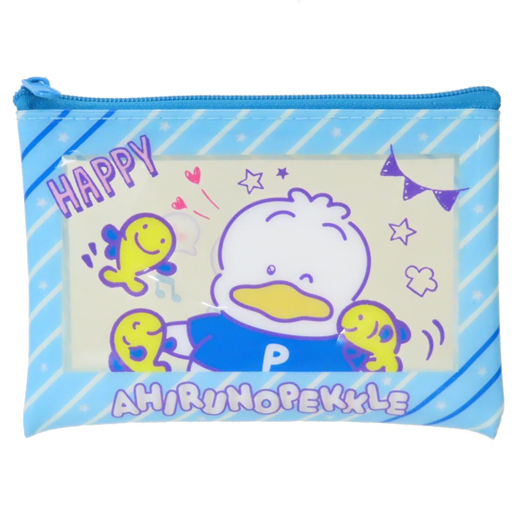 クリアフラットポーチ S ミニポーチ あひるのペックル 胸キュンメモリーズ サンリオ コスメポーチ 小物入れ メール便可