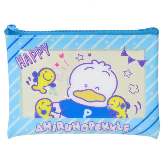 クリアフラットポーチ S ミニポーチ あひるのペックル 胸キュンメモリーズ サンリオ コスメポーチ 小物入れ メール便可