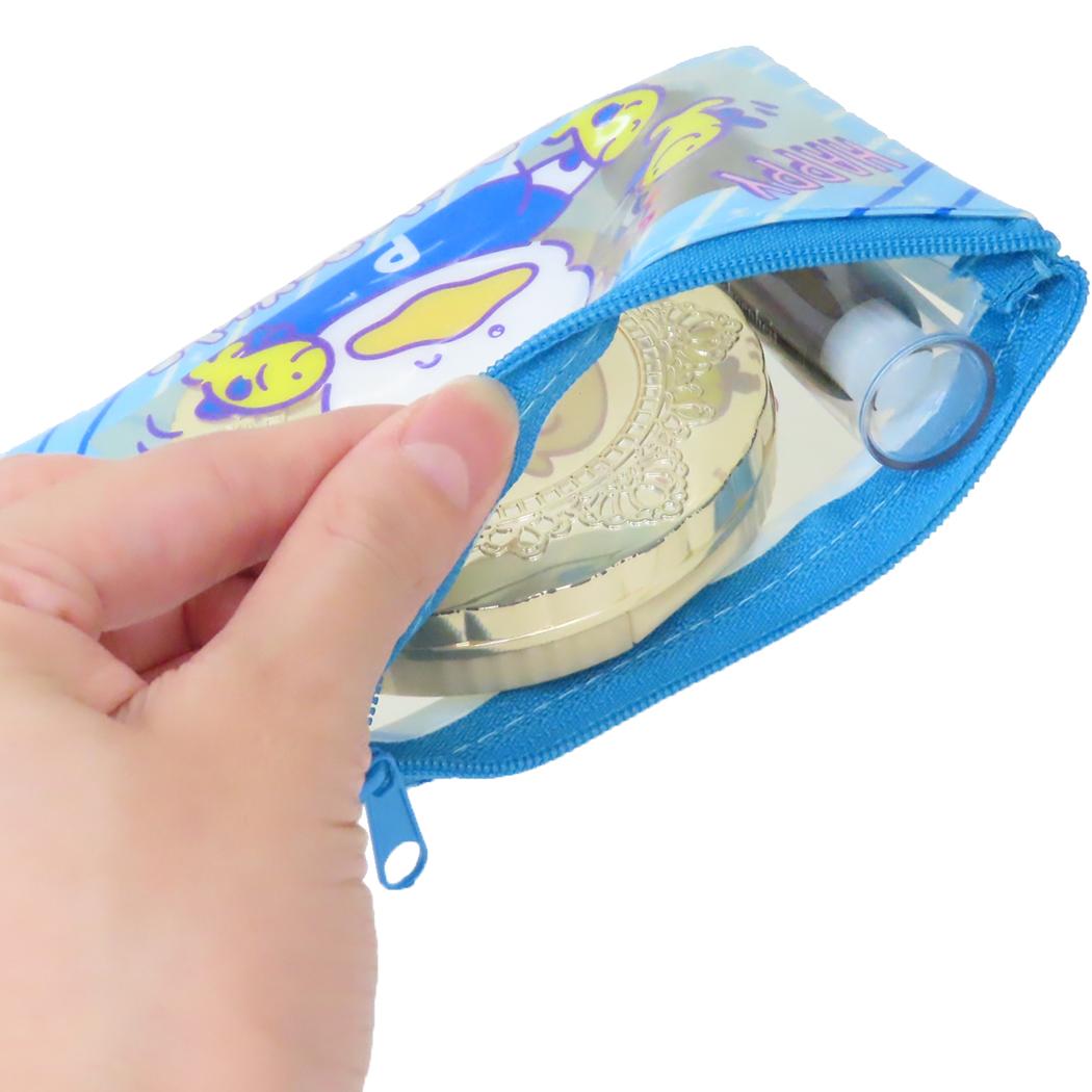 クリアフラットポーチ S ミニポーチ あひるのペックル 胸キュンメモリーズ サンリオ コスメポーチ 小物入れ メール便可