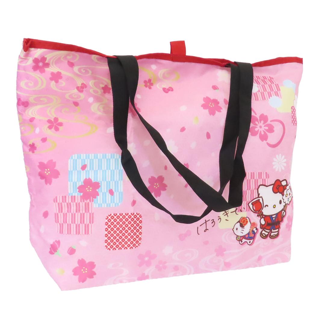 折りたたみエコバッグ ショッピングバッグ ハローキティ 和雑貨シリーズ サンリオ ケイカンパニー お買い物かばん 折りたたみ 収納ポーチ付き メール便可