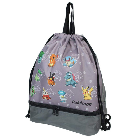ポケットモンスター プールバッグ 2層ナップサック グレーポケモン集合 ポケモン マルヨシ 海プール レジャー用品 キャラクター グッズ シネマコレクション