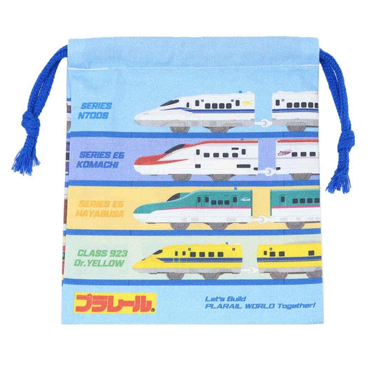 巾着XS きんちゃくポーチ 巾着袋 プラレール サックス 鉄道 マルヨシ 新学期準備雑貨 幼稚園 小学生 メール便可