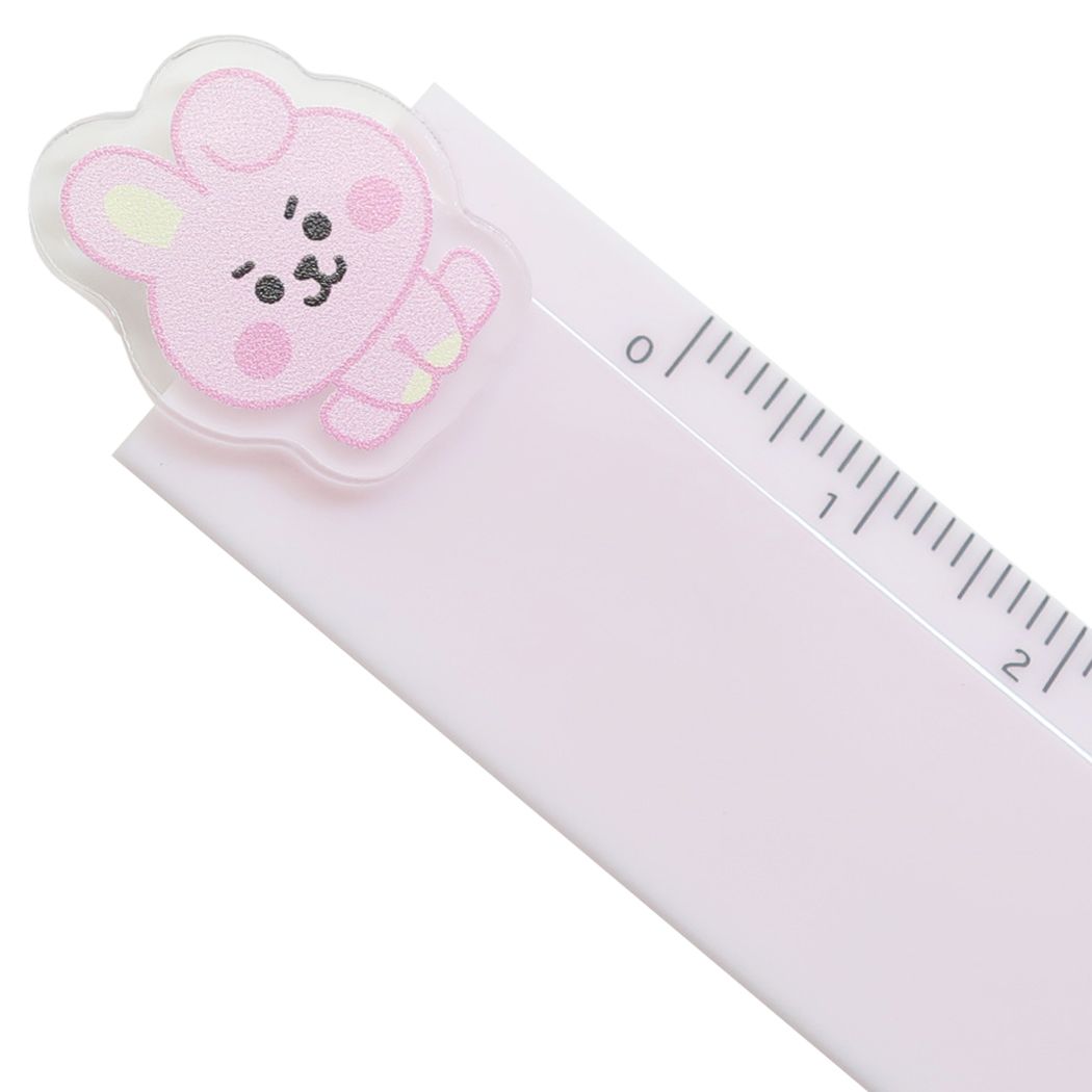 ダイカットマスコット付き 14cm 定規 ものさし BT21 COOKY LINE FRIENDS カミオジャパン 新学期準備文具 商品 メール便可