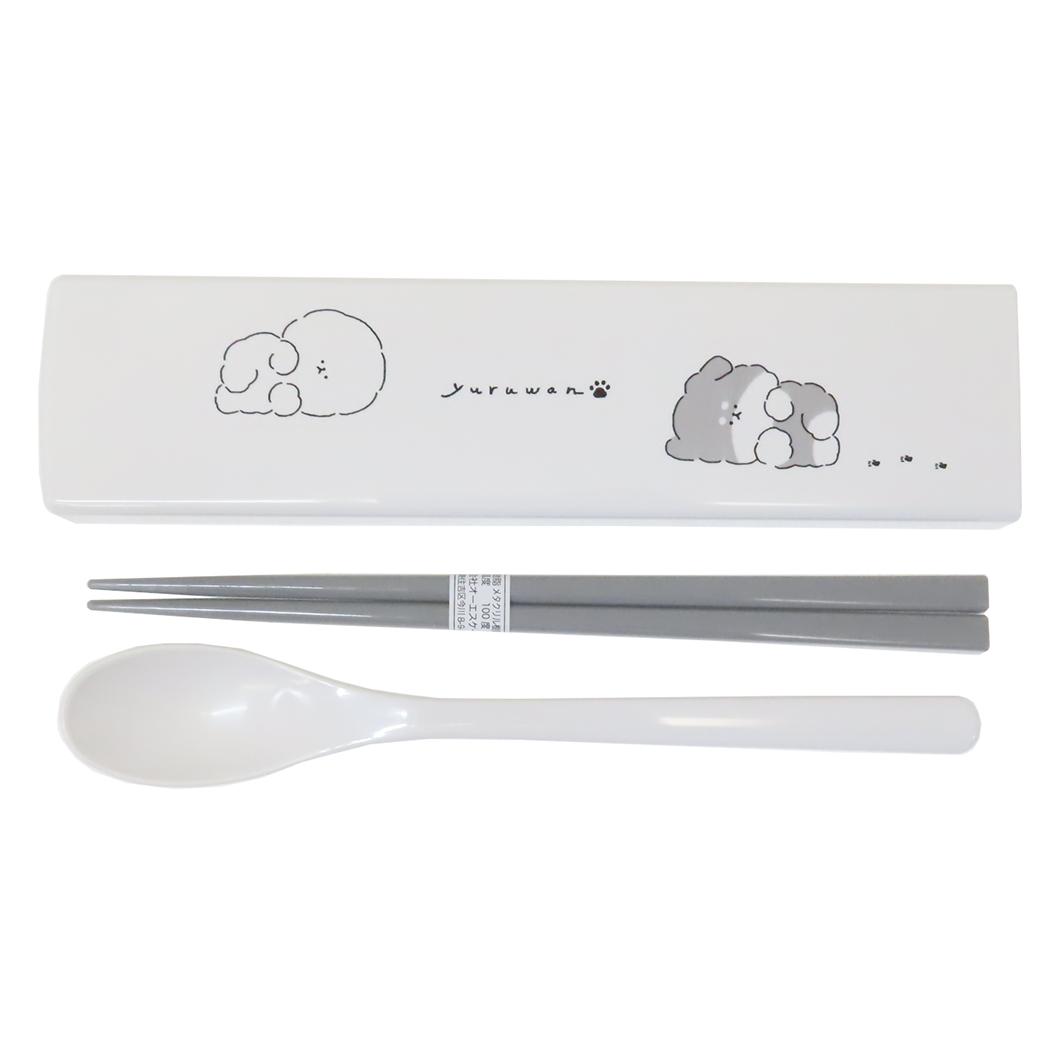 おはし＆スプーンのツインセット スライド式 コンビセット YURUWAN 新入学 アップ カミオジャパン 新学期準備 抗菌 メール便可