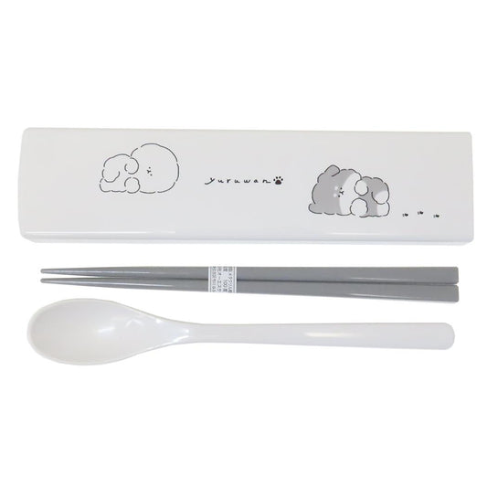 おはし＆スプーンのツインセット スライド式 コンビセット YURUWAN 新入学 アップ カミオジャパン 新学期準備 抗菌 メール便可