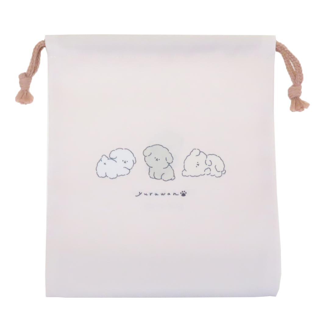マチ付ききんちゃくポーチ 巾着袋 YURUWAN 新入学 ちらし カミオジャパン 抗菌 新学期準備 かわいい メール便可