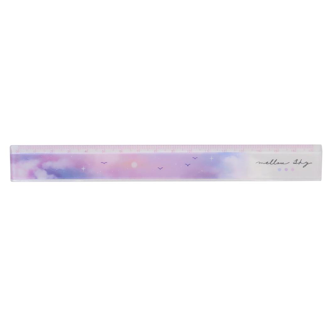 スリム17cm定規 ものさし 空 MELLOW SKY カミオジャパン 新学期準備文具 かわいい メール便可