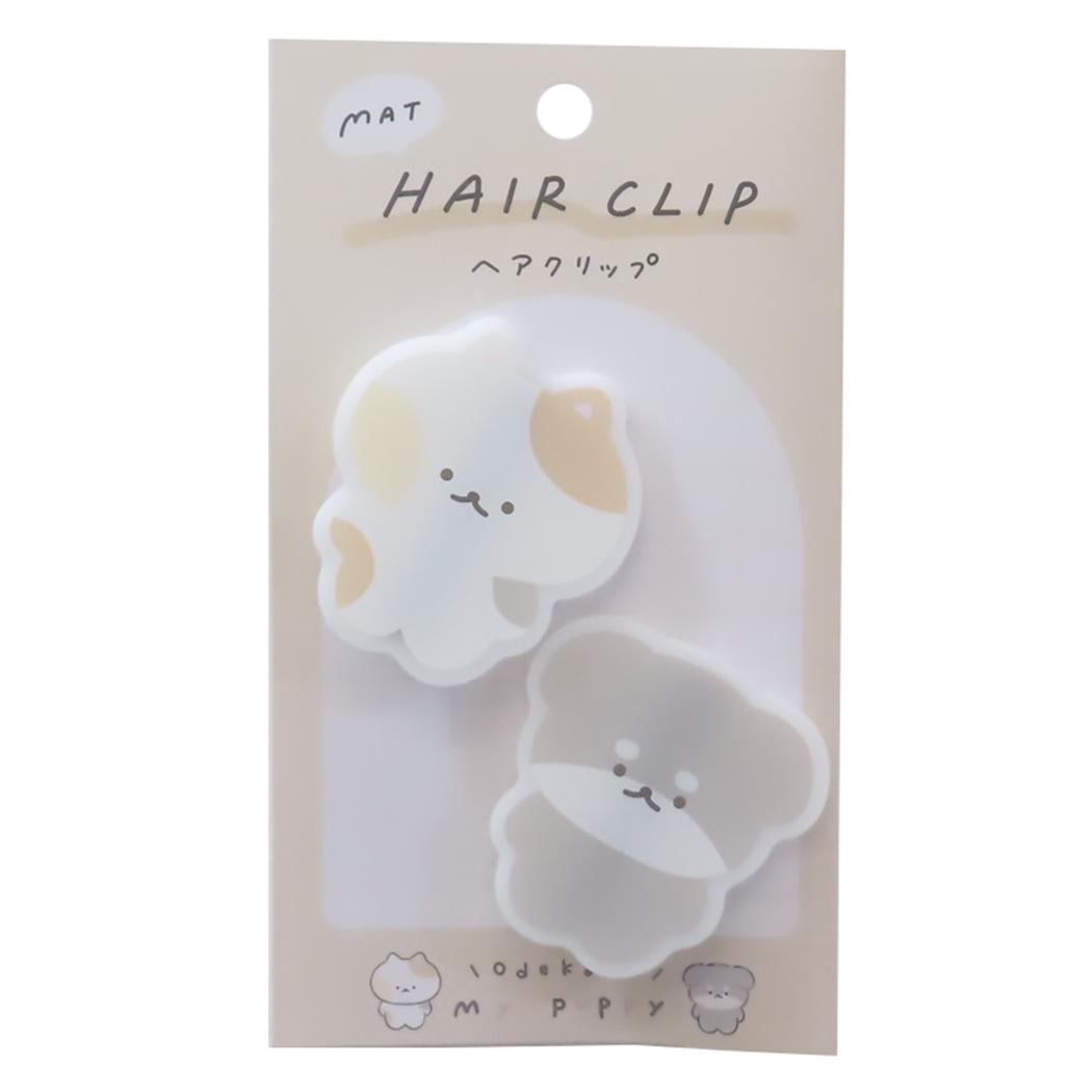マットヘアクリップ ヘアアクセ ODEKAKE MY PUPPY カミオジャパン 前髪クリップ かわいい メール便可