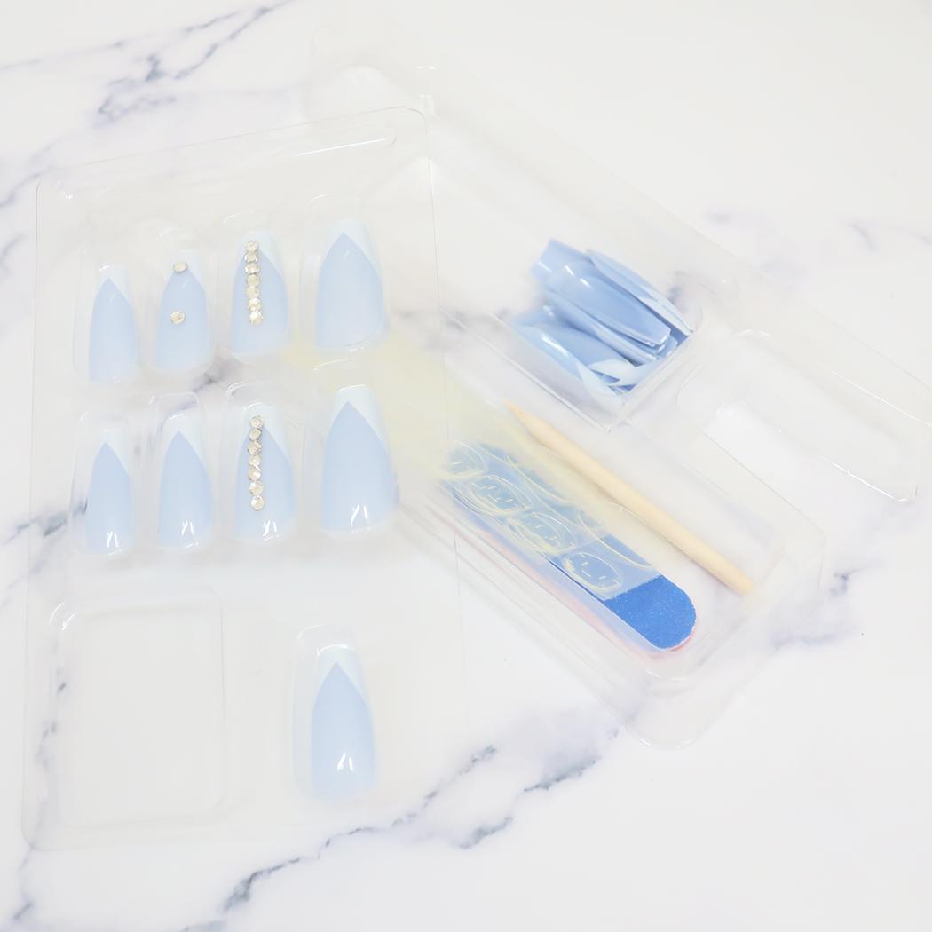 ネイルチップ ロングスクエアタイプ コスメ雑貨 ICE BLUE カミオジャパン ネイルアート 付け爪 おしゃれ メール便可