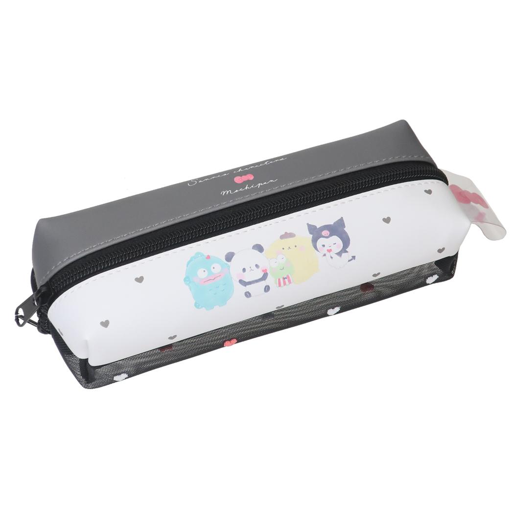 2ルームペンケース ペンポーチ サンリオxもちぱん モノクロリボン カミオジャパン 筆箱 新学期準備文具