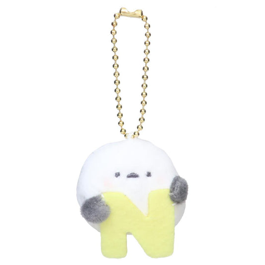 イニシャルマスコットキーホルダー マスコット シマエナガ N カミオジャパン かわいい プレゼント メール便可