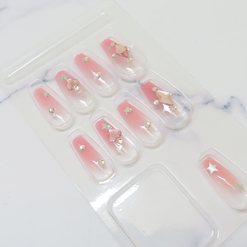 ネイルチップ ロングスクエアタイプ コスメ雑貨 CLEAR CHEEK カミオジャパン 付け爪 おしゃれ メール便可