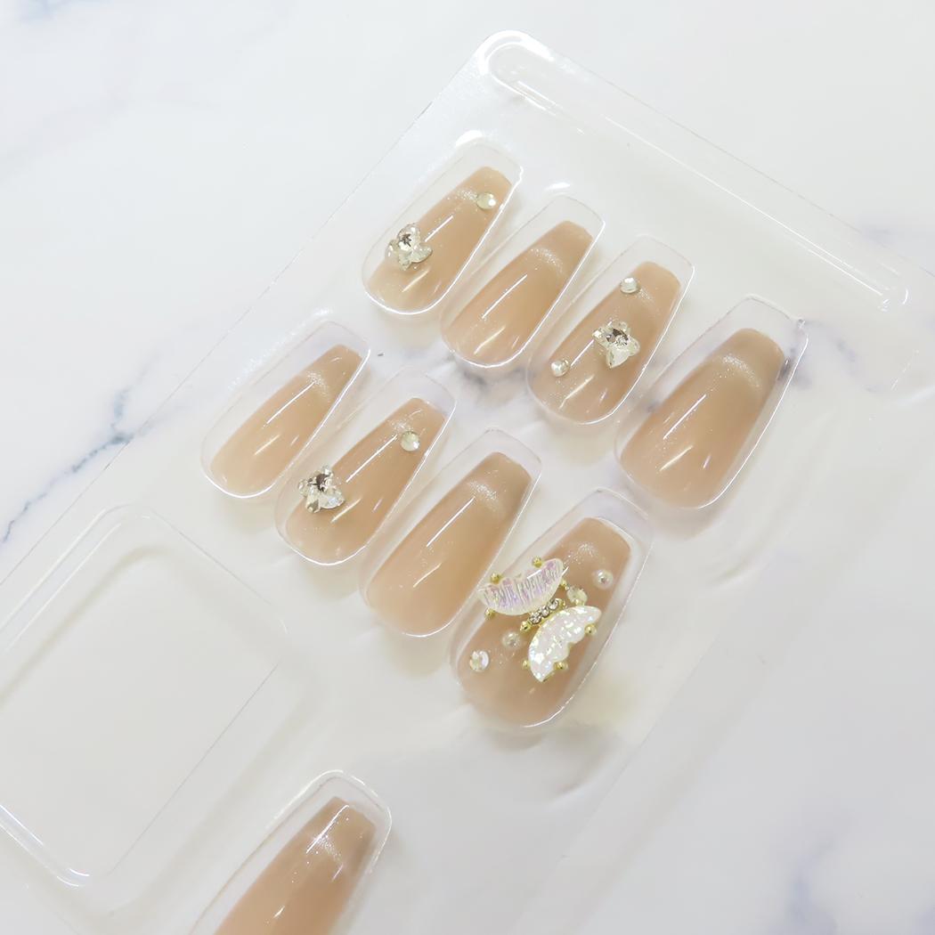 ネイルチップ ロングスクエアタイプ コスメ雑貨 PINK BEIGE MAGNET カミオジャパン 付け爪 おしゃれ メール便可