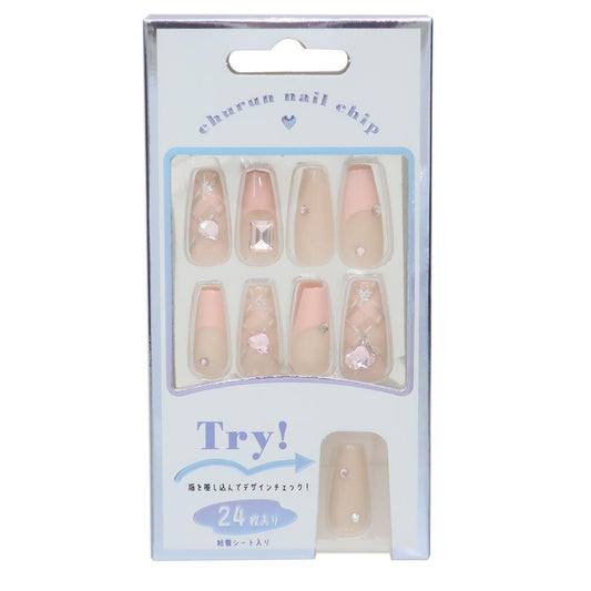 ネイルチップロングスクエアタイプ コスメ雑貨 ARGYLE CHECK カミオジャパン ネイルアート 付け爪 おしゃれ メール便可