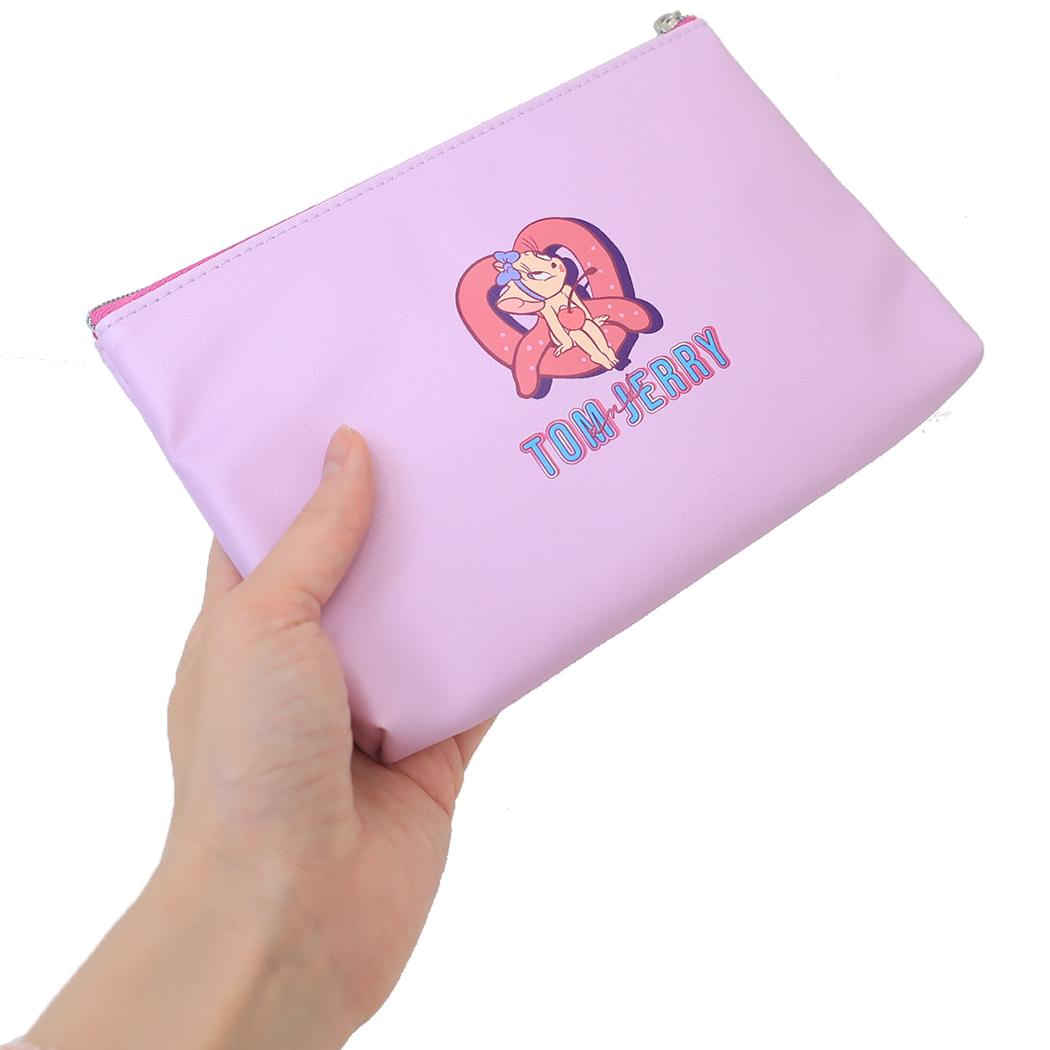 フラットペンポーチ ペンケース トム＆ジェリー COLORFUL SWEETS パープル ワーナーブラザース カミオジャパン 新学期準備文具 メール便可