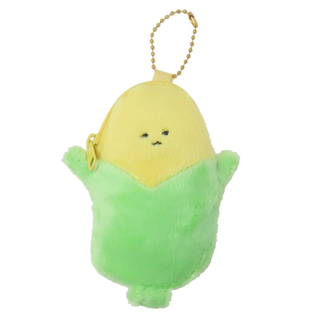 ふわぽ キーホルダー ジューシーなおやさい とうもろこし カミオジャパン 小物入れ かわいい メール便可