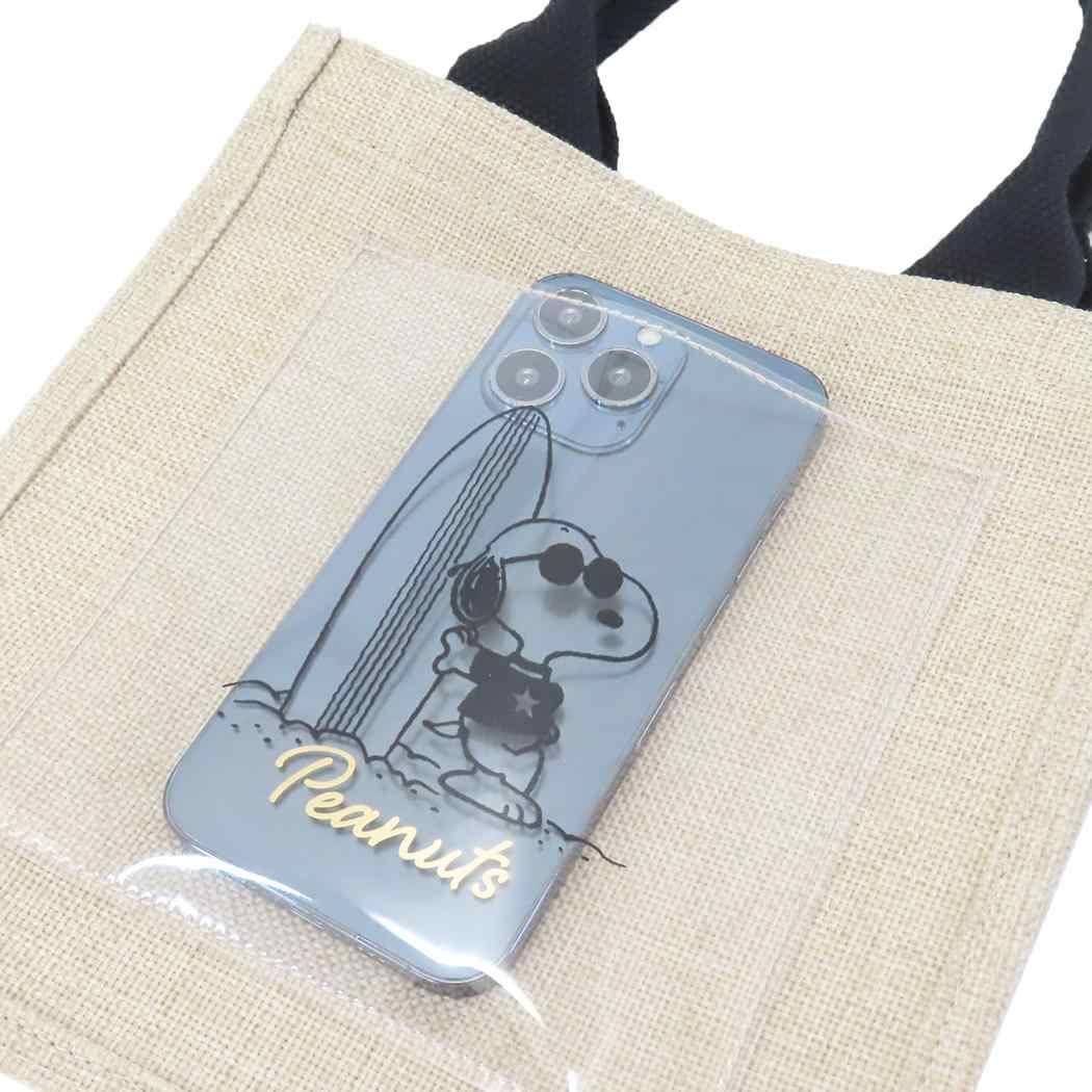 ジュート風ミニトート ランチバッグ スヌーピー サーフ　ジョー クール ピーナッツ カミオジャパン お弁当かばん