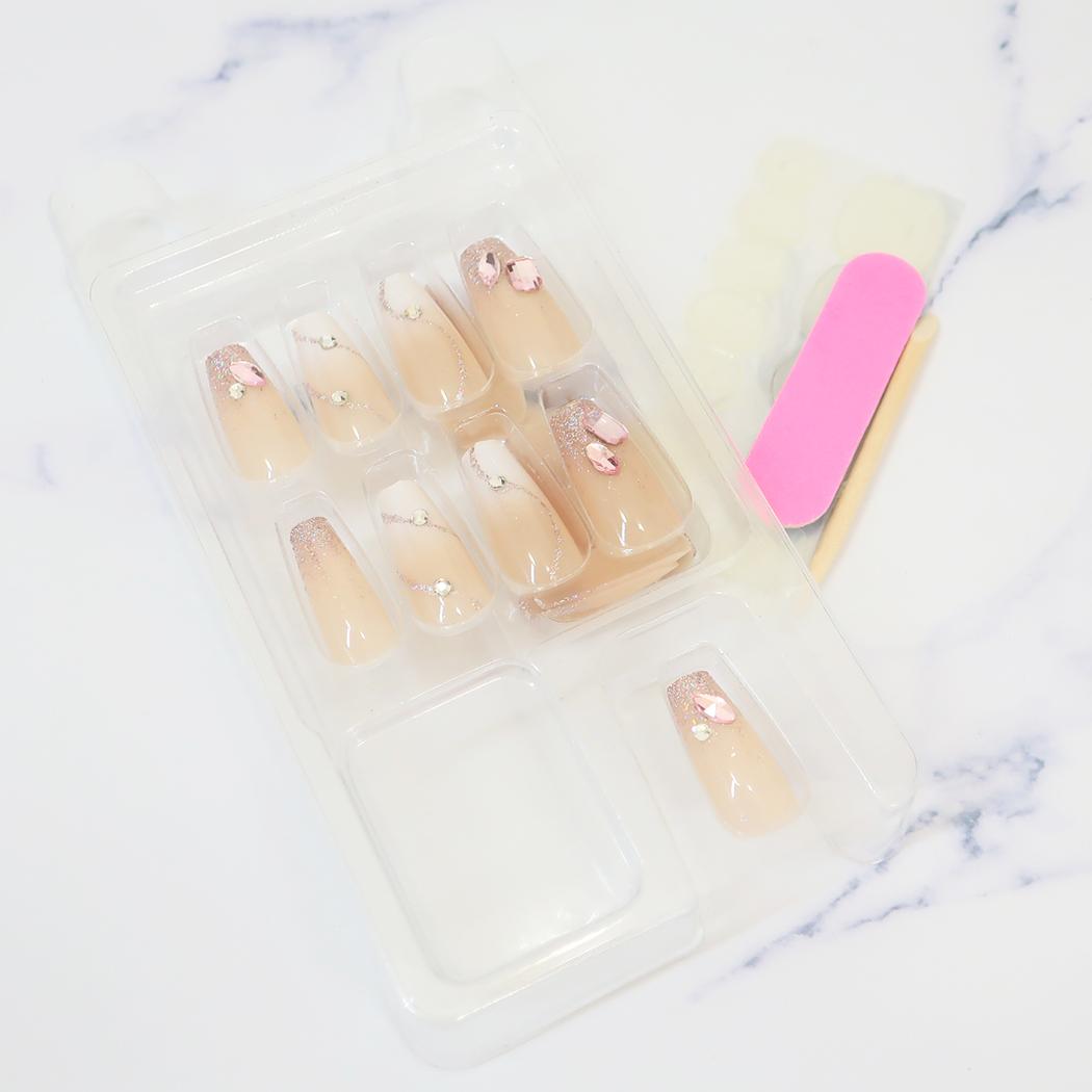 ネイルチップロングスクエアタイプ コスメ雑貨 GLITTER LINE カミオジャパン ネイルアート 付け爪 おしゃれ メール便可