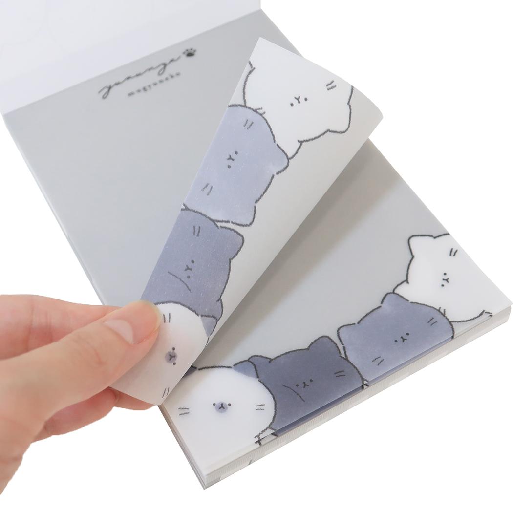 クリアシートメモ メモ帳 ゆるにゃー むぎゅねこ カミオジャパン 新学期準備文具 かわいい メール便可