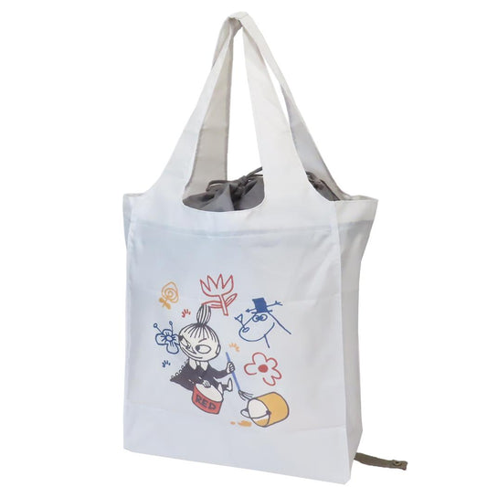 ワイド底板付きエコバッグ ショッピングバッグ ムーミン らくがき 北欧 カミオジャパン お買い物かばん 折りたたみ メール便可