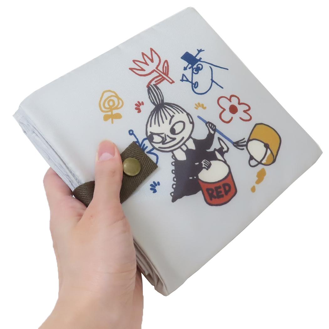 ワイド底板付きエコバッグ ショッピングバッグ ムーミン らくがき 北欧 カミオジャパン お買い物かばん 折りたたみ メール便可
