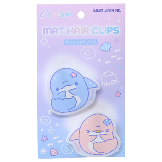 マットヘアクリップ ヘアアクセ ゆるいるか カミオジャパン 前髪クリップ かわいい メール便可