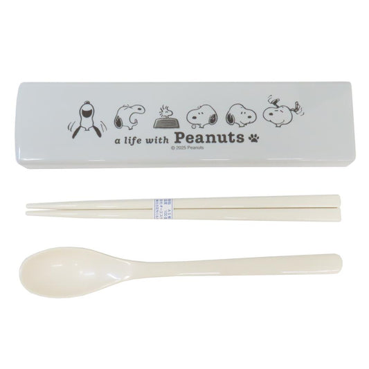 おはし＆スプーンのツインセット コンビセット スヌーピー A LIFE WITH PEANUTS ピーナッツ カミオジャパン 新学期準備 メール便可