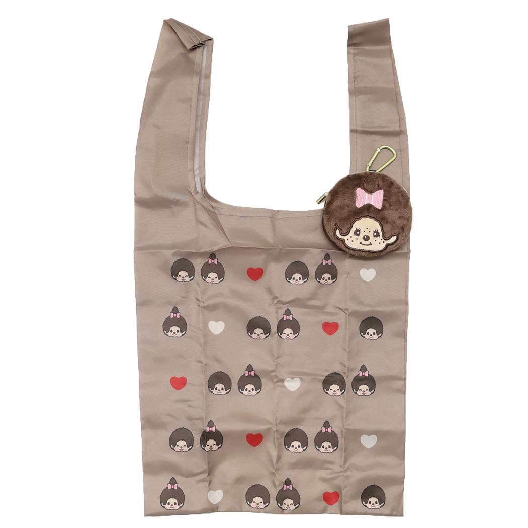 チャーム付きエコバッグ ショッピングバッグ モンチッチ girl カミオジャパン お買い物かばん ポーチ付き