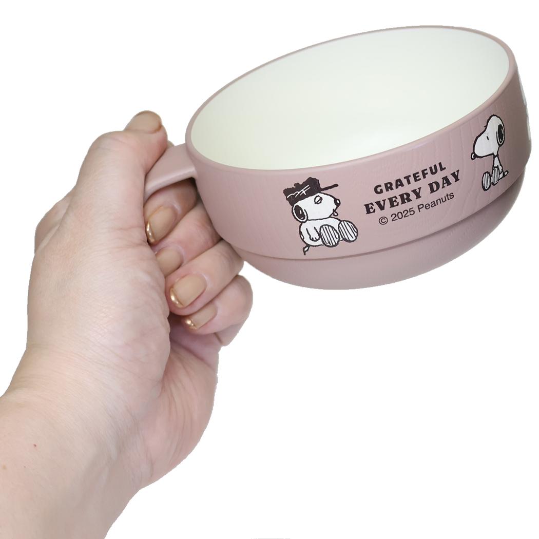 スタッキングスープカップ マグカップ スヌーピー CONTENT＆HAPPY ピーナッツ カミオジャパン 電子レンジ対応 割れにくい食器