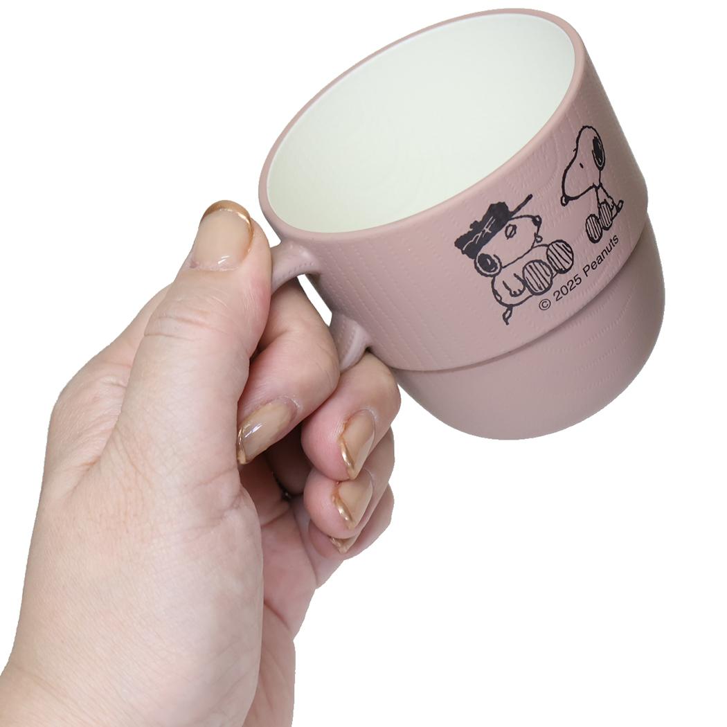 スタッキングミニカップ マグカップ スヌーピー CONTENT＆HAPPY ピーナッツ カミオジャパン 電子レンジ対応 割れにくい食器
