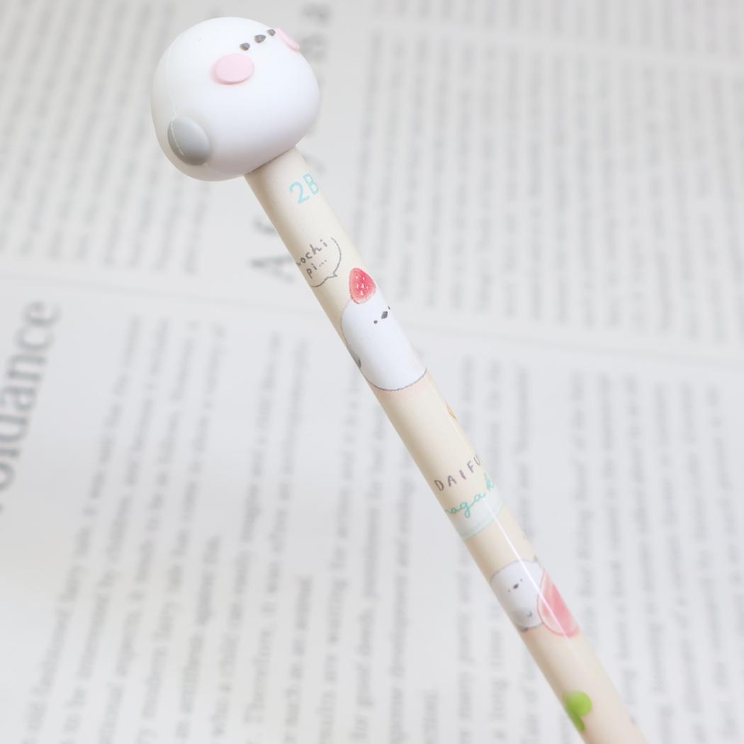 でかマスコットえんぴつ 2B 鉛筆 だいふくエナガ カミオジャパン 新学期準備文具 かわいい メール便可